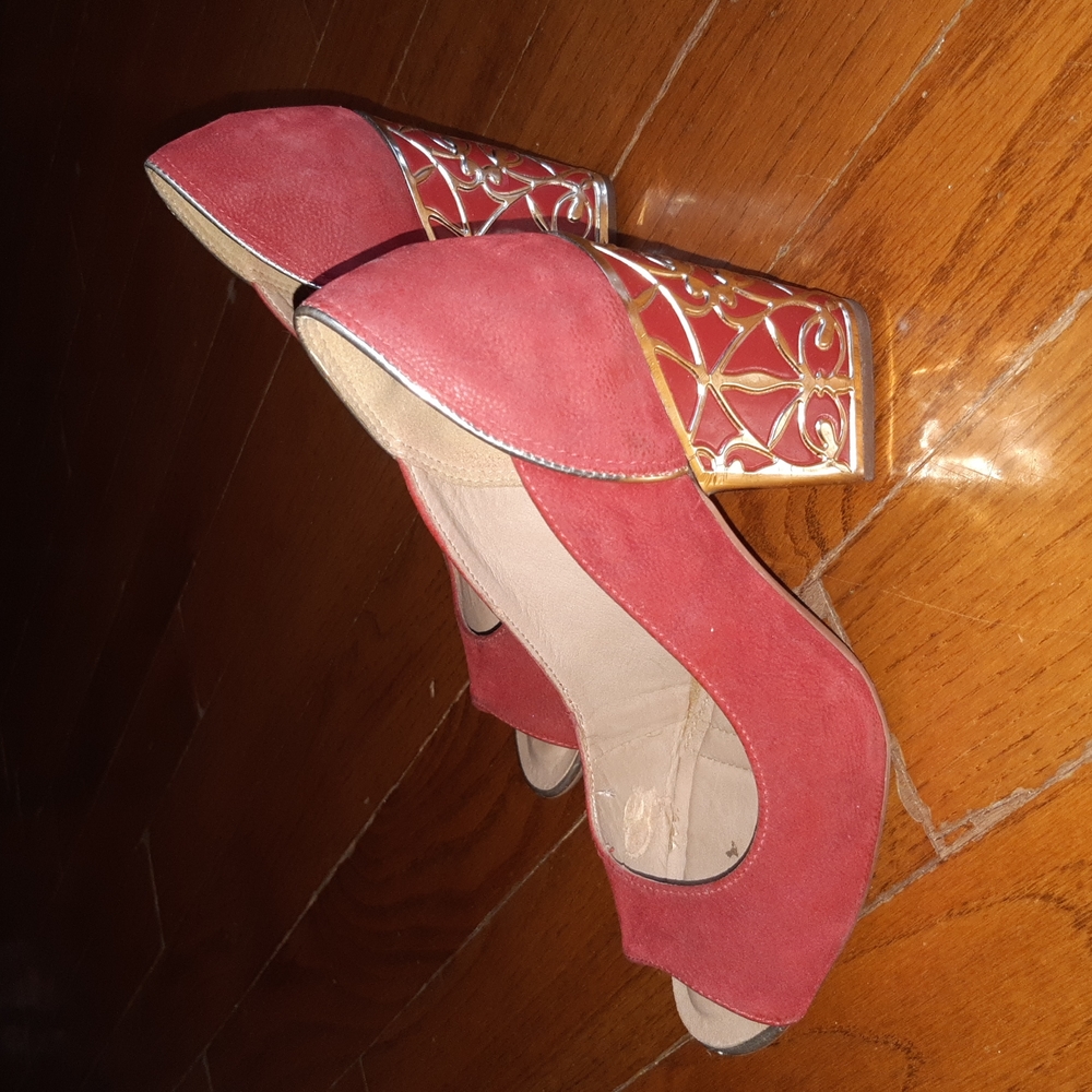 Red and Gold Dakota Heels